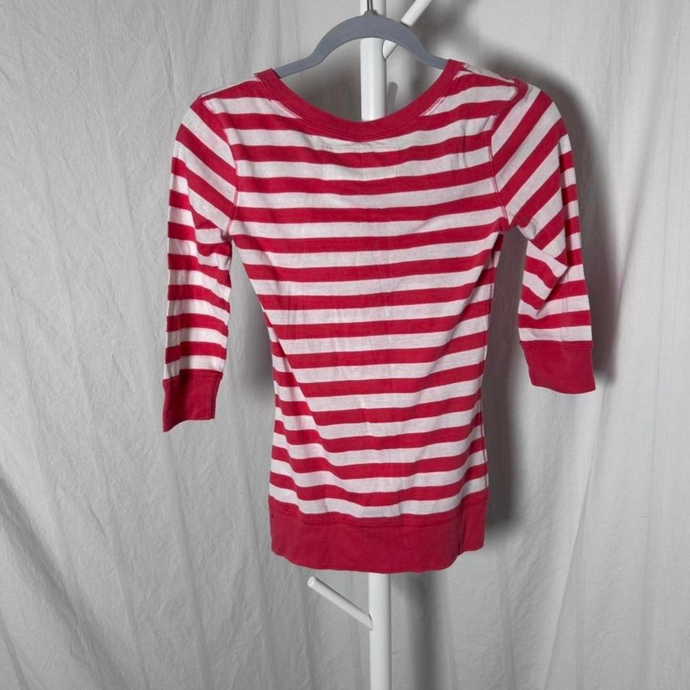 Aeropostale striped long sleeve top with butterfly and pocket button-up front - Picture 3 of 4